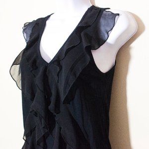 Black Ruffle Tank 2/$20 Design History viscose EUC